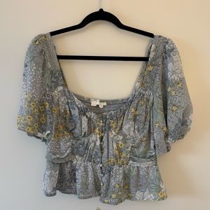 ASTR the label Claremont top blue yellow floral large